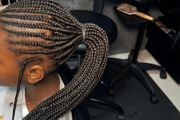 Kids cornrows singles in back